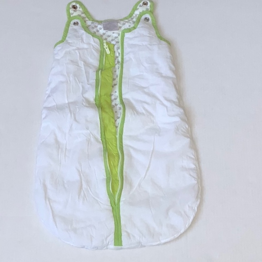 Baby Deedee Baby Sleep sack White with Green Trim - Size 0-6 Months